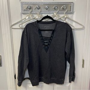 Black Lace-Up Sweatshirt